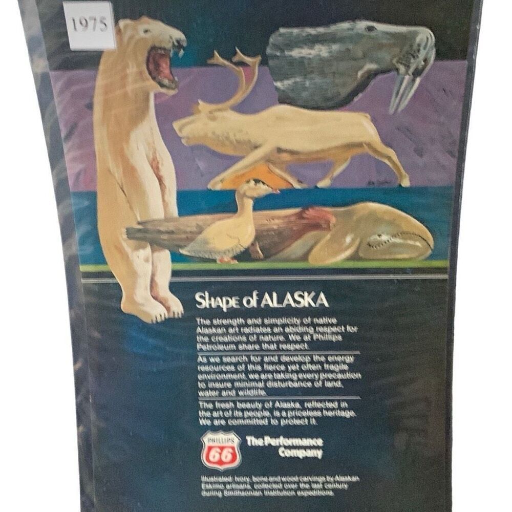 Vintage 1975 Phillips 66 Shape of Alaska Ad Advertisement